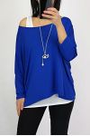 T-SHIRT 2 PEZZI + COLLANA 0562 BLU ROYAL