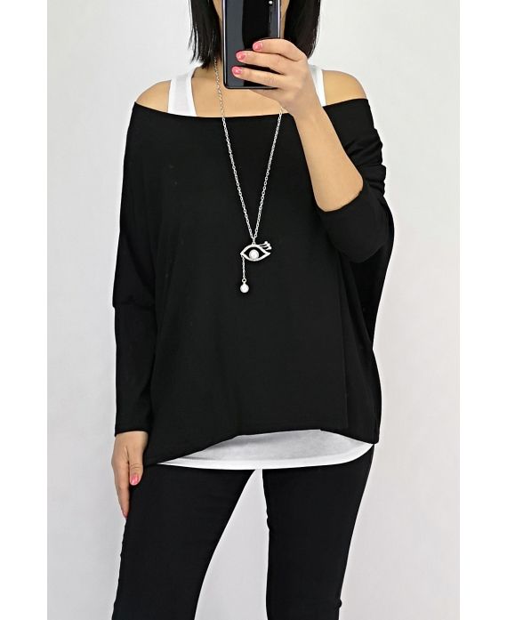 T-SHIRT 2 PEZZI + COLLANA 0562 NERO