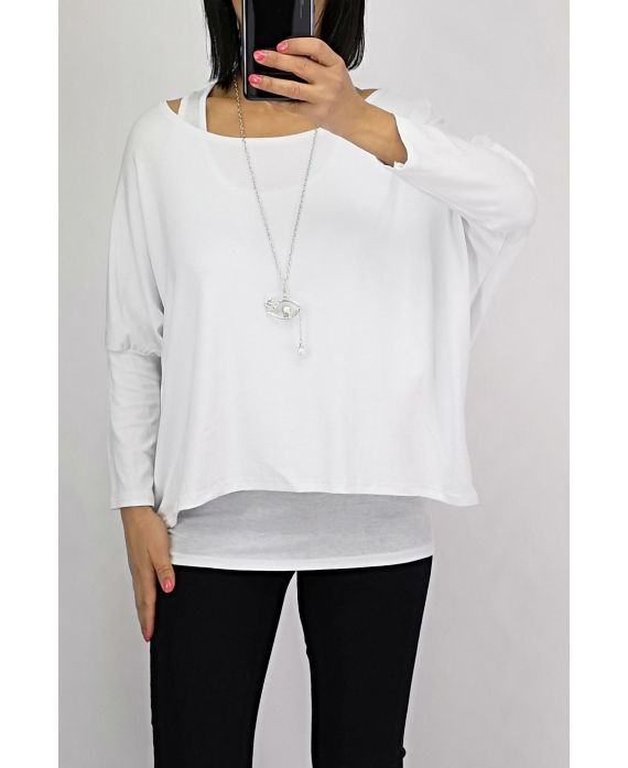 T-SHIRT 2 PEZZI + COLLANA 0562 BIANCO