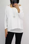 T-SHIRT 2 PEZZI + COLLANA 0562 BIANCO