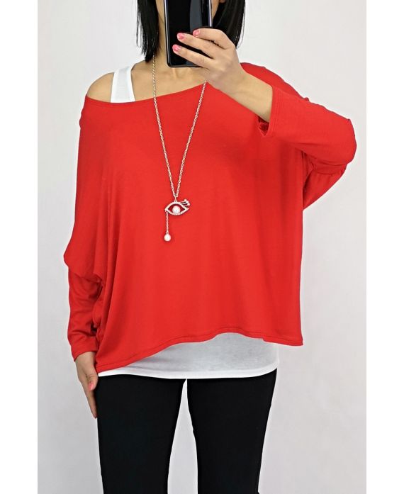 T-SHIRT 2 PEZZI + COLLANA 0562 ROSSO