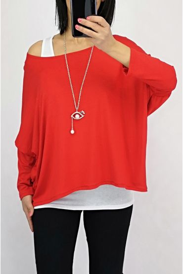 T-SHIRT 2 PEZZI + COLLANA 0562 ROSSO