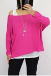 T-SHIRT 2 PEZZI + COLLANA 0562 FUSHIA