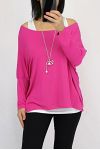 T-SHIRT 2 PEZZI + COLLANA 0562 FUSHIA