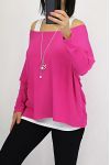 T-SHIRT 2 PEZZI + COLLANA 0562 FUSHIA