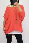 T-SHIRT 2 PIECES BIJOU INTEGRE 0560 CORAIL