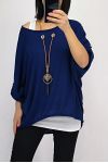 T-SHIRT 2 STUKS SIERADEN GEÏNTEGREERDE 0560 NAVY BLAUW