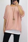 T-SHIRT 2 PIECES BIJOU INTEGRE 0560 ROSE