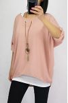 T-SHIRT 2 PIECES BIJOU INTEGRE 0560 ROSE