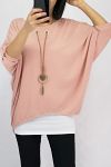 T-SHIRT 2 PIECES BIJOU INTEGRE 0560 ROSE