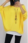 T-SHIRT 2 PIECES BIJOU INTEGRE 0560 JAUNE