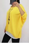 T-SHIRT 2 PIECES BIJOU INTEGRE 0560 JAUNE