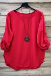 GRANDE TAILLE TOP + COLLIER 0568 ROUGE