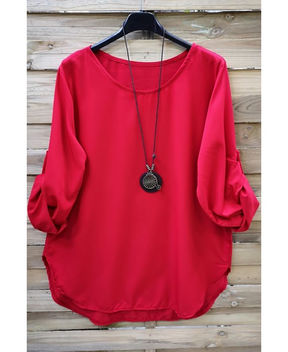 GRANDE TAILLE TOP + COLLIER 0568 ROUGE