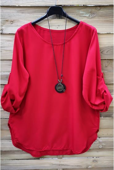 GRANDE TAILLE TOP + COLLIER 0568 ROUGE