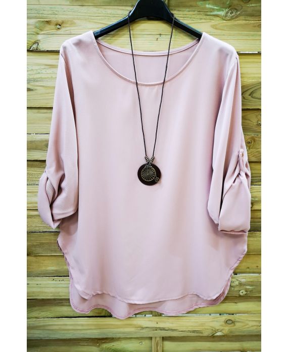 GRANDE TAILLE TOP + COLLIER 0568 ROSE