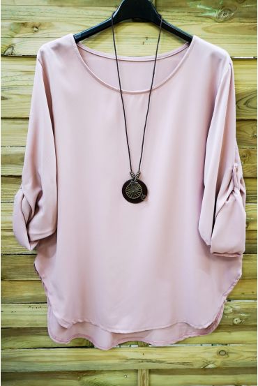 GRANDE TAILLE TOP + COLLIER 0568 ROSE