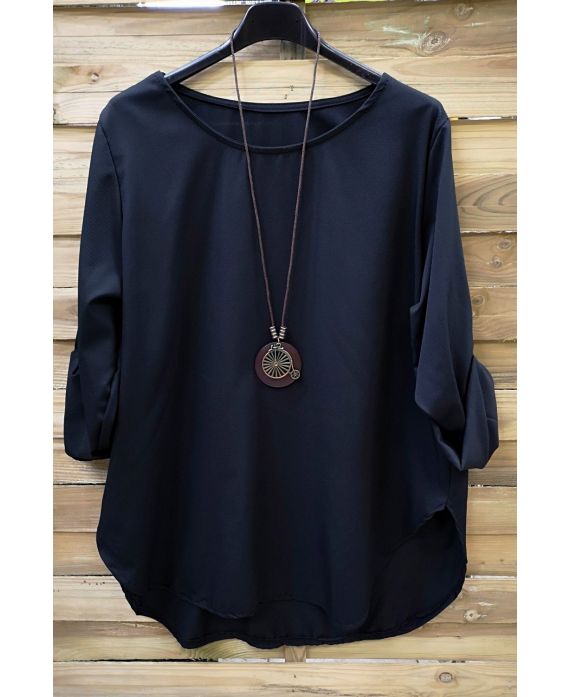 GRANDE TAILLE TOP + COLLIER 0568 NOIR