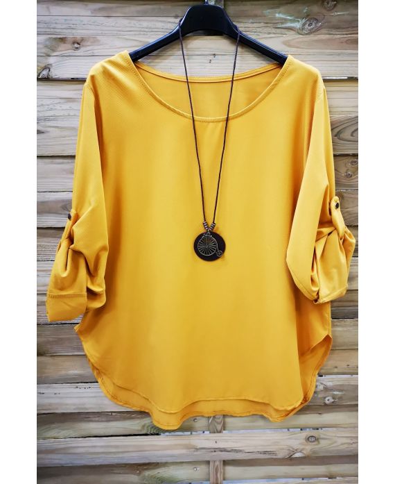 GRANDE TAILLE TOP + COLLIER 0568 JAUNE