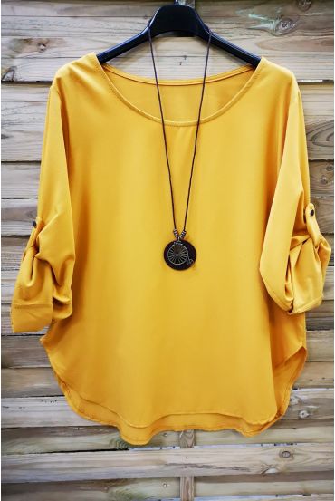 GRANDE TAILLE TOP + COLLIER 0568 JAUNE