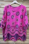 LARGE SIZE TUNIC PRINTED ETHNIC 0569 FUSHIA