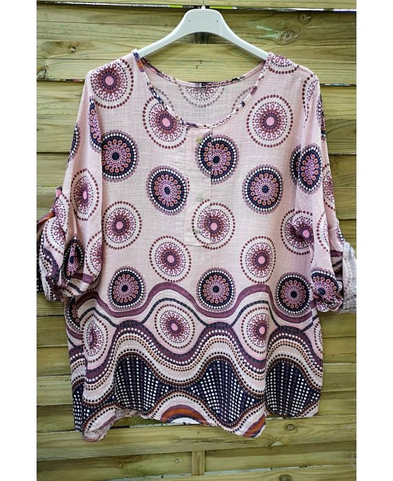 LARGE SIZE TUNIC PRINTED ETHNIC 0569 PINK