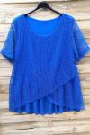 GRANDE TAILLE TOP AJOURE PAILLETTES 0577 BLEU ROYAL