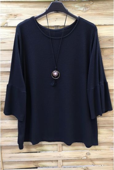 GRANDE TAILLE TUNIQUE + COLLIER 0572 NOIR