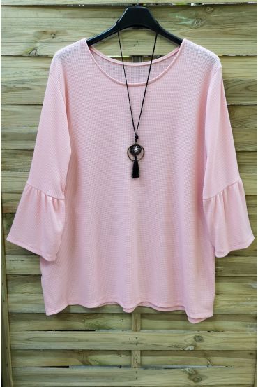 GRANDE TAILLE TUNIQUE + COLLIER 0572 ROSE