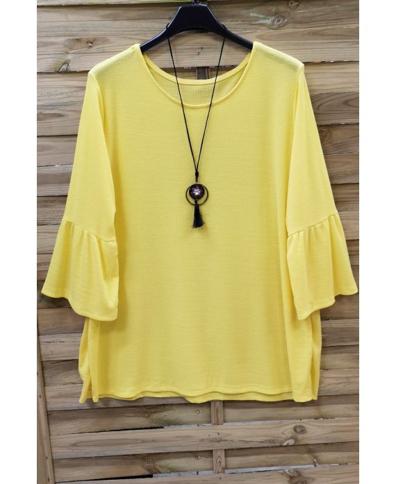 LARGE SIZE TUNIC + NECKLACE 0572 YELLOW