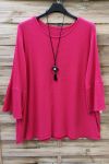 LARGE SIZE TUNIC + NECKLACE 0572 CORAL