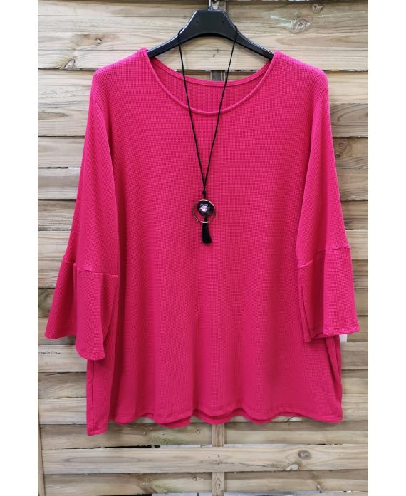 LARGE SIZE TUNIC + NECKLACE 0572 CORAL