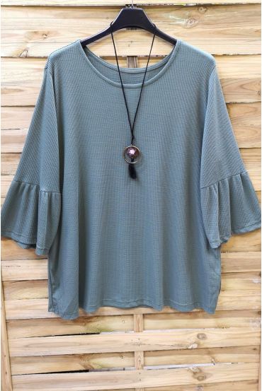 LARGE SIZE TUNIC + NECKLACE 0572 MILITARY GREEN