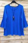 LARGE SIZE TUNIC + NECKLACE 0572 ROYAL BLUE