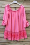 LARGE SIZE TUNIC NECKLINE ELASTIQUEE 0570 CORAL