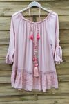 LARGE SIZE TUNIC NECKLINE ELASTIQUEE 0570 PINK