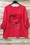 LARGE SIZE TUNIC HEART LACE 0573 RED