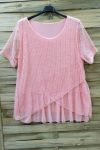 LARGE SIZE TOP AJOURE GLITTER 0577 PINK