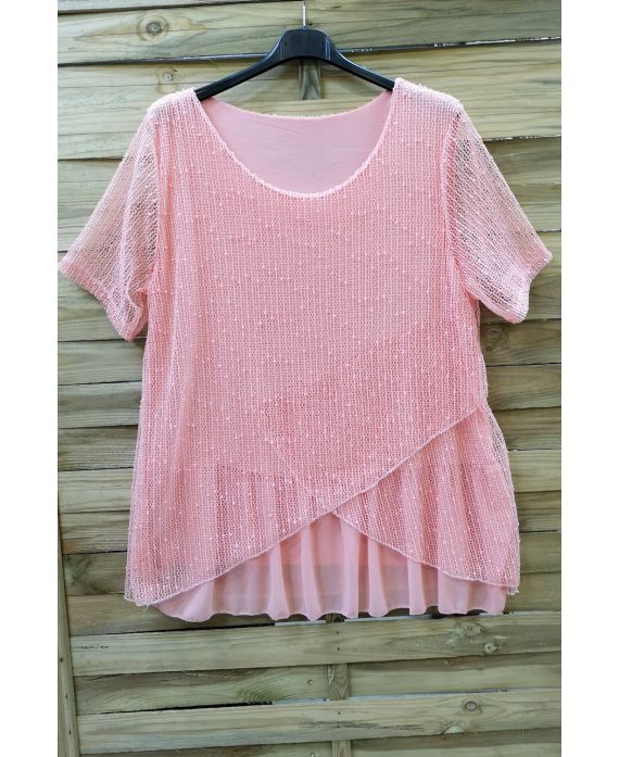 LARGE SIZE TOP AJOURE GLITTER 0577 PINK