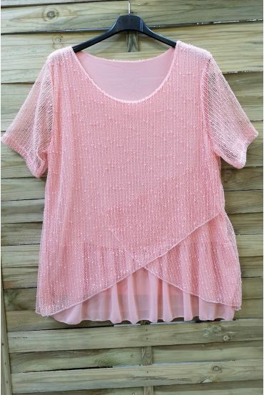 LARGE SIZE TOP AJOURE GLITTER 0577 PINK