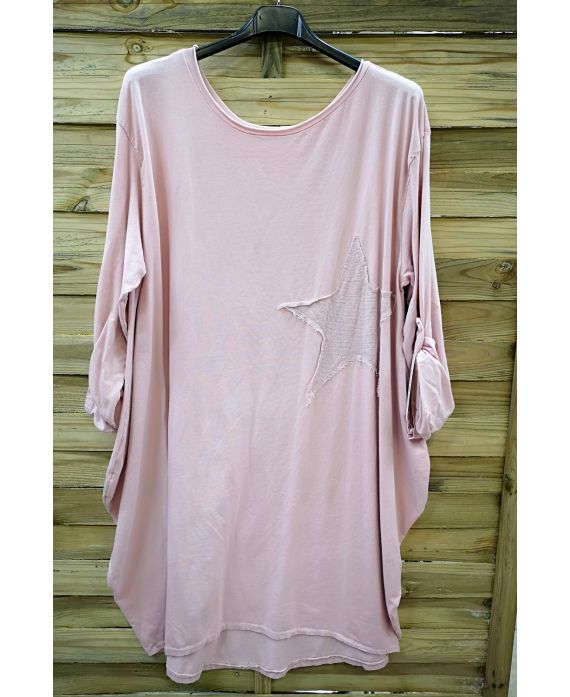 LARGE SIZE TUNIC STAR PAILLETEE 0543 PINK