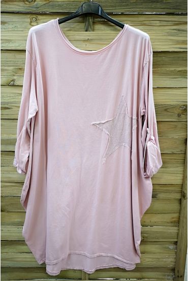 LARGE SIZE TUNIC STAR PAILLETEE 0543 PINK