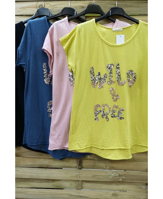 LOT 4 T-SHIRTS PAILLETTES 0578 WILD N FREE