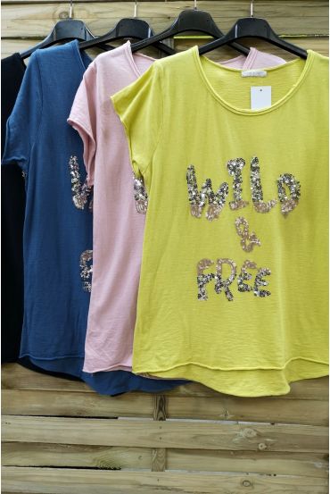 LOT 4 T-SHIRTS PAILLETTES 0578 WILD N FREE