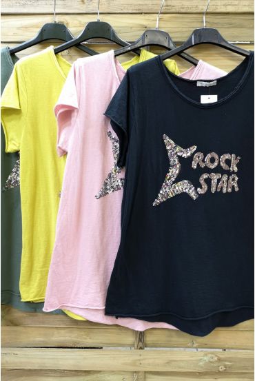 LOT 4 T-SHIRTS PAILLETTES 0579 ROCK N ROLL