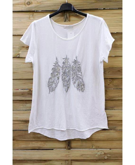 LOT 4 T-SHIRTS PAILLETTES 0581 PLUMES