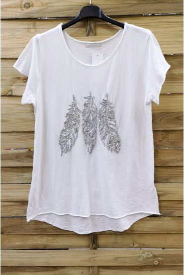 LOT 4 T-SHIRTS PAILLETTES 0581 PLUMES