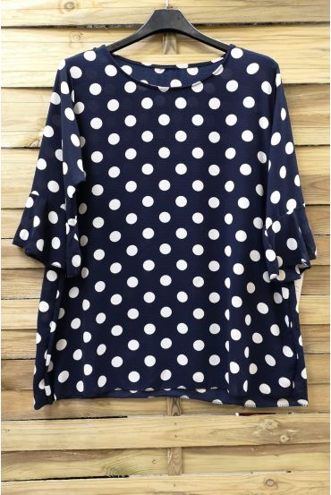 LARGE SIZE TUNIC TOP HAS POLKA DOT 0584 NAVY BLUE