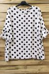 LARGE SIZE TUNIC TOP HAS POLKA DOT 0584 WHITE