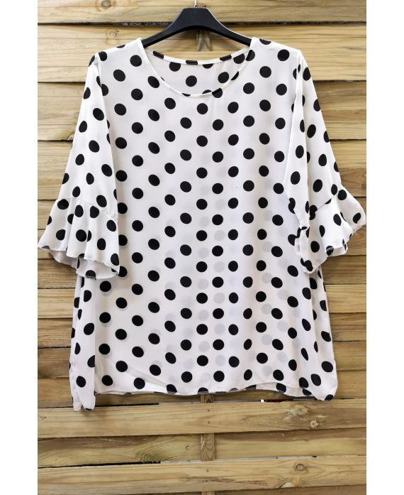 LARGE SIZE TUNIC TOP HAS POLKA DOT 0584 WHITE